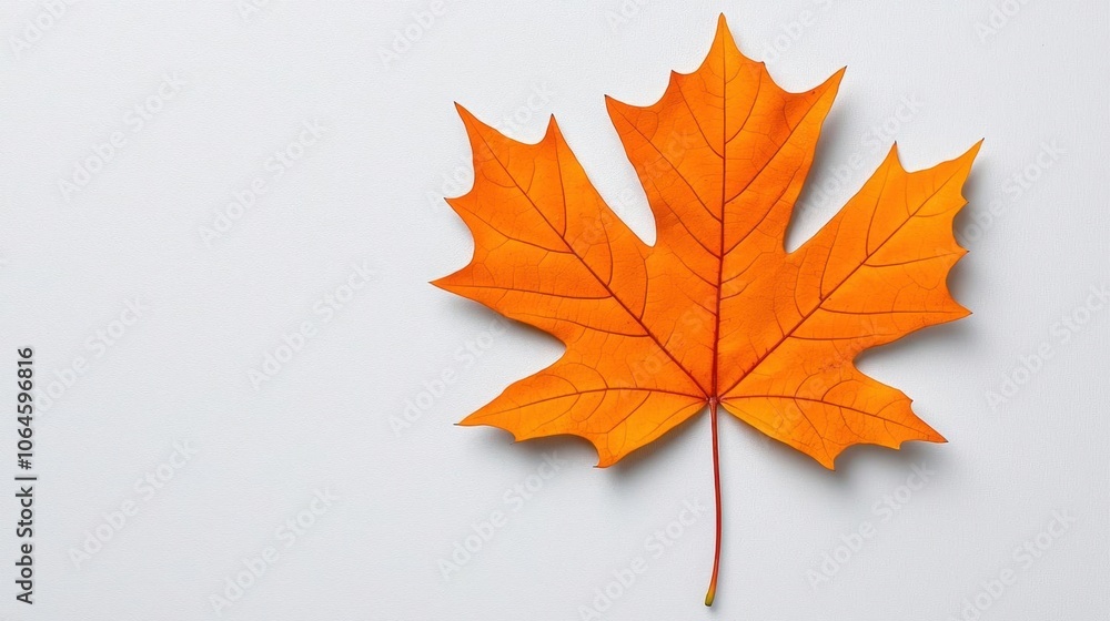A photostock of an autumn maple leaf on a white background, vibrant and isolated. A photostock of an autumn maple leaf on a white background, vibrant and isolated.