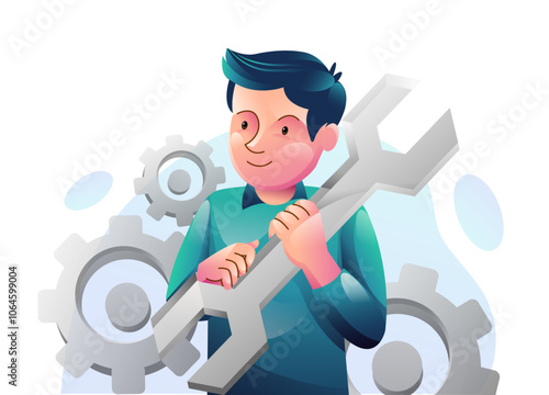 Obraz na płótnie System under maintenance illustration concept, Error message about website under construction, update process, install software, operating system concept illustration w salonie