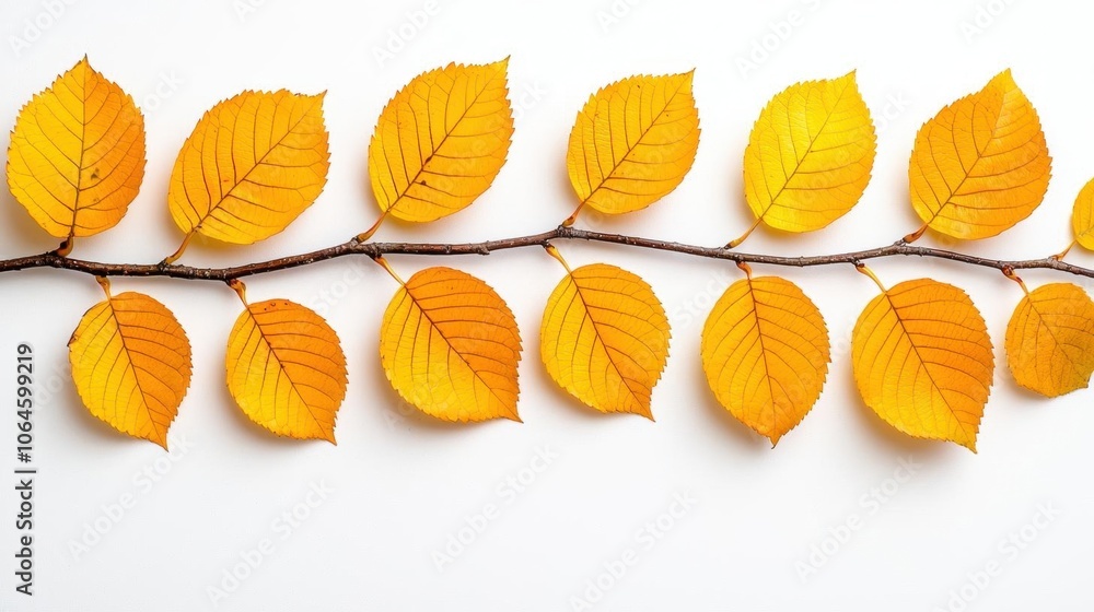 Obraz premium A photostock of autumn leaves in mid-fall on a white background, vibrant and seasonal.