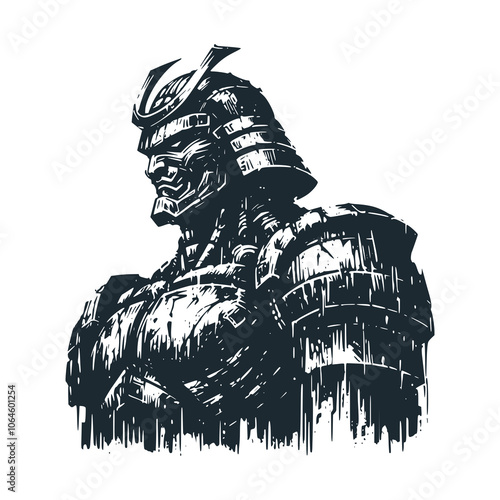 The knight's armor. Black white vector illustration.