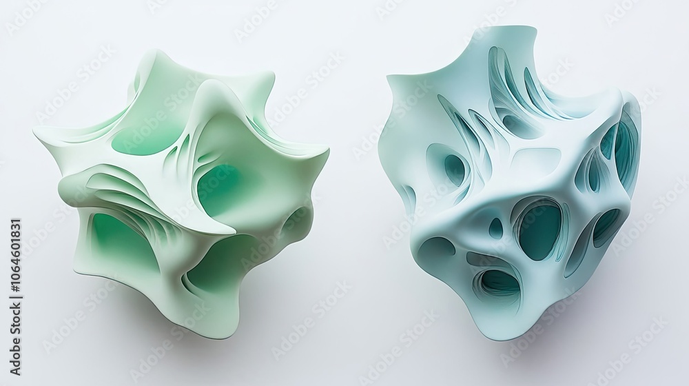 Exploring Abstract Shapes in Mint Green and Seafoam Blue Hues Generative AI Exploring Abstract Shapes in Mint Green and Seafoam Blue Hues Generative AI