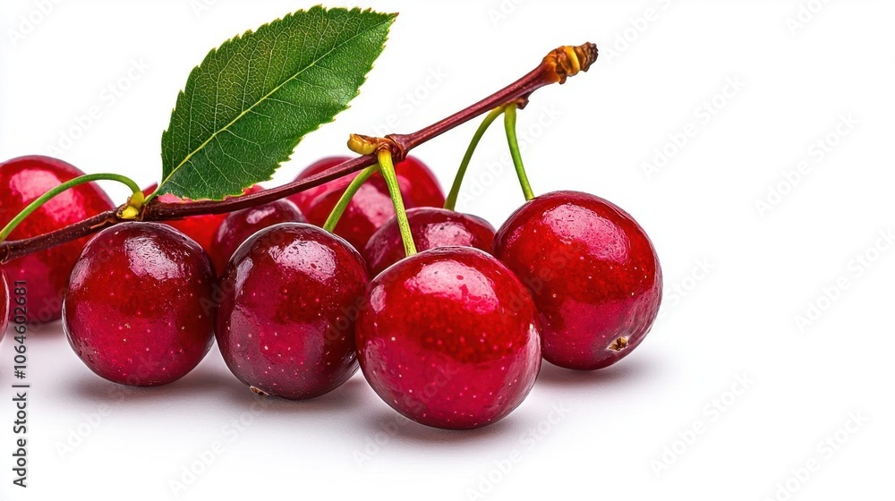 A photostock of a bunch of cranberries on a white background, vibrant and detailed. A photostock of a bunch of cranberries on a white background, vibrant and detailed.