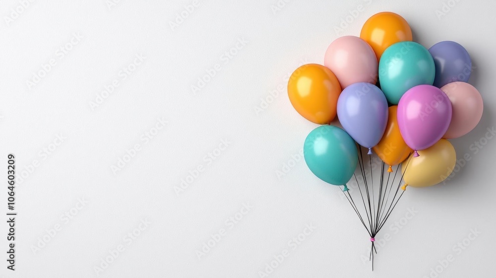 A photostock of colorful balloons on a white background, festive and vibrant. A photostock of colorful balloons on a white background, festive and vibrant.