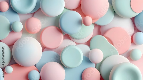 Abstract Pastel Background: Circles, Soft Colors, 3D Rendered