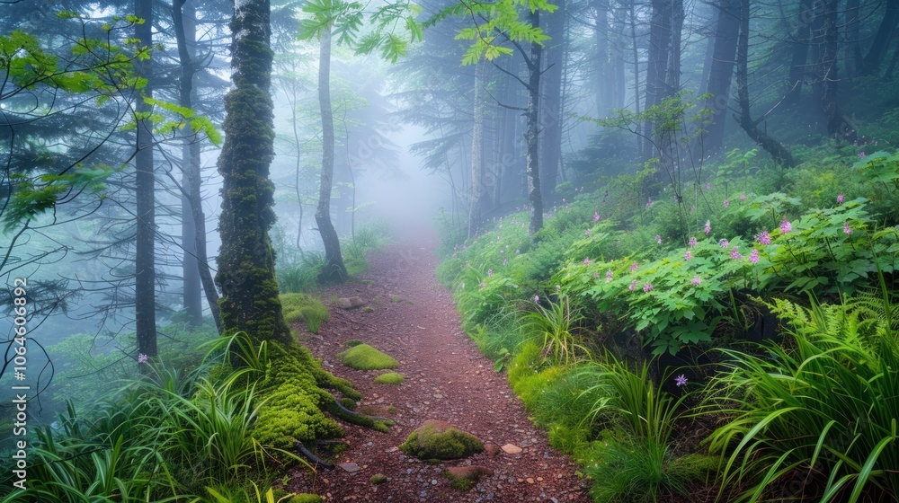 Obraz premium Misty Forest Path