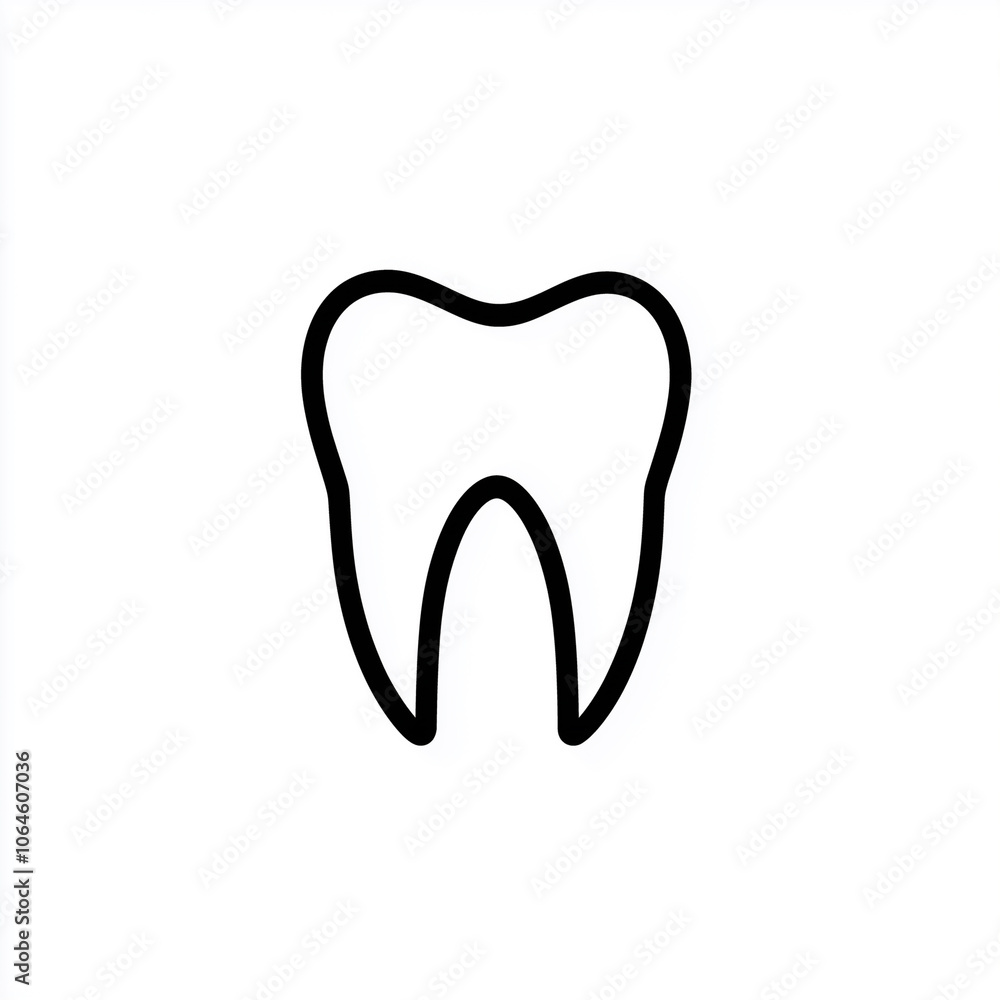 Minimalist Tooth Icon on White Background Minimalist Tooth Icon on White Background