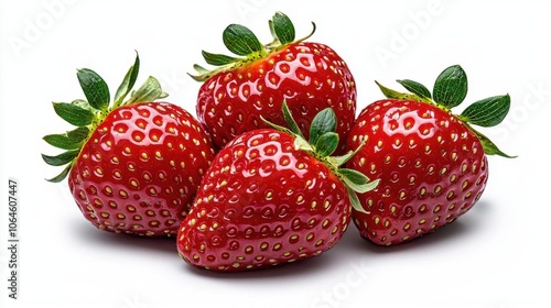 Wallpaper Mural A photostock of fresh strawberries on a white background, juicy and close-up. Torontodigital.ca