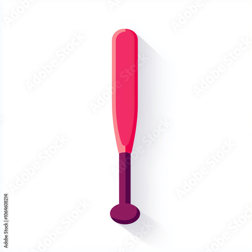 Minimalist Baseball Bat Icon on White Background