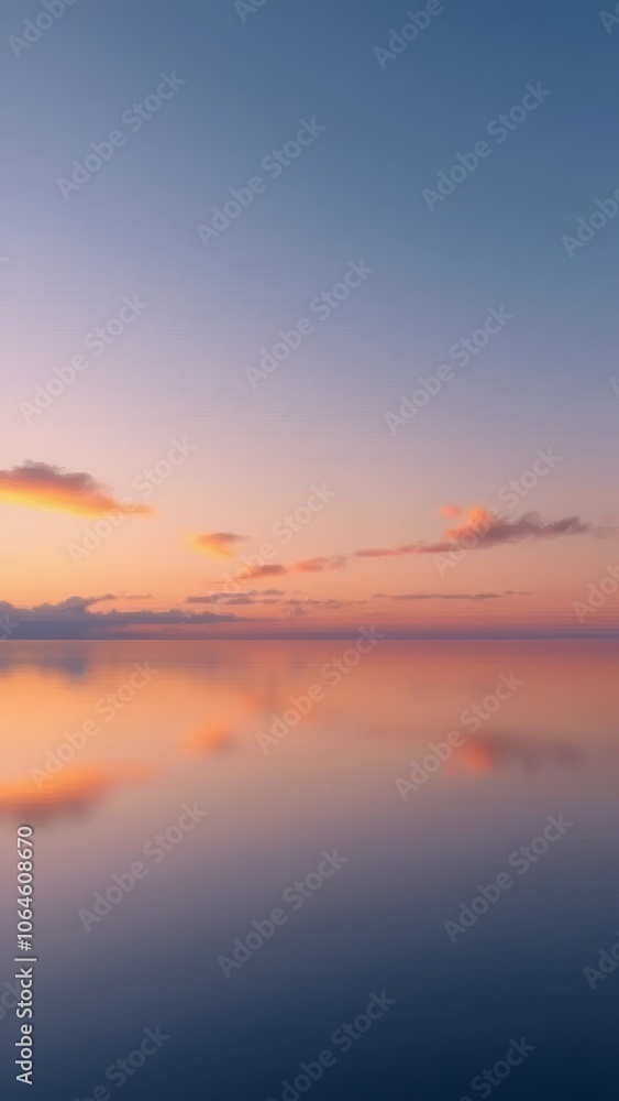Naklejka premium Tranquil seascape at sunset with colorful sky reflections on calm water
