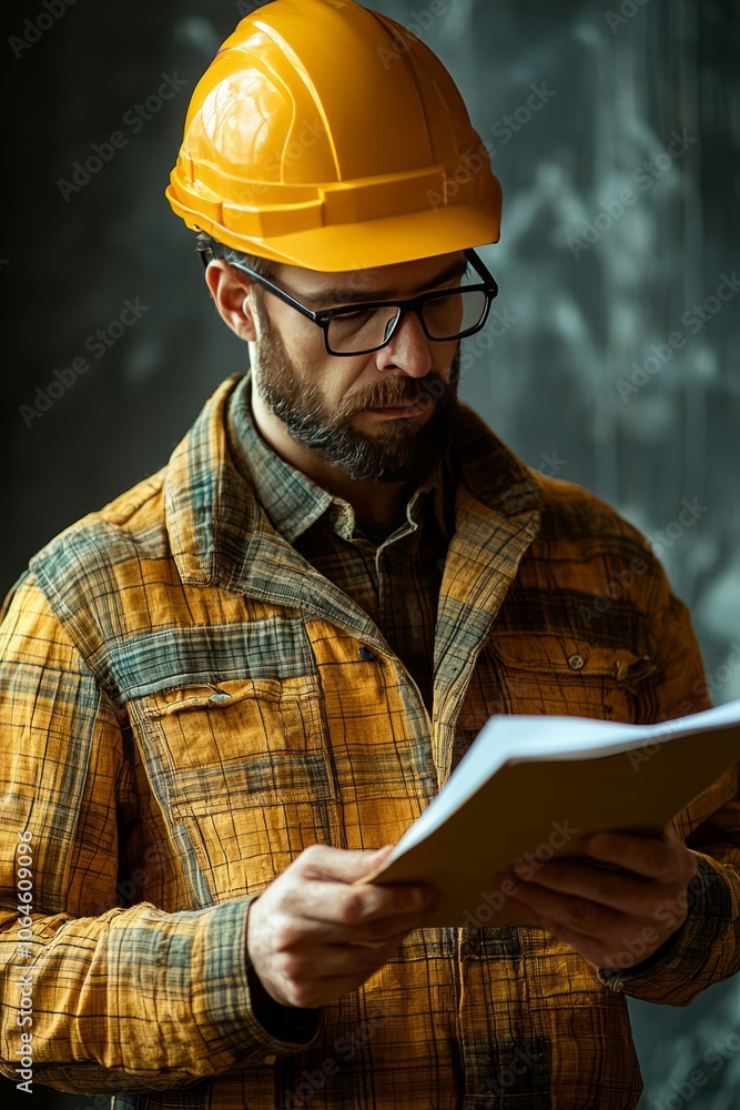 A project manager checks the budget for a construction project, looking for ways to reduce costs A project manager checks the budget for a construction project, looking for ways to reduce costs
