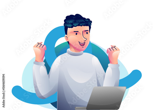 Obraz na płótnie Business goal celebrating. Celebrating success and victory. Concept of win, achievement and luck. Winners rejoicing their triumph. Modern flat design illustration w salonie