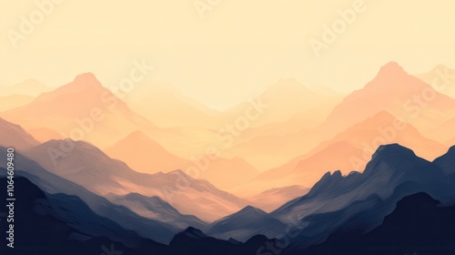 Serene mountain landscape with soft gradients.