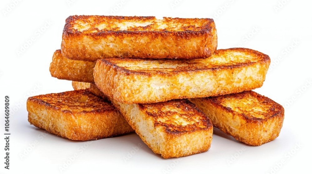 A photostock of kitchen croutons on a white background, crunchy and appetizing. A photostock of kitchen croutons on a white background, crunchy and appetizing.