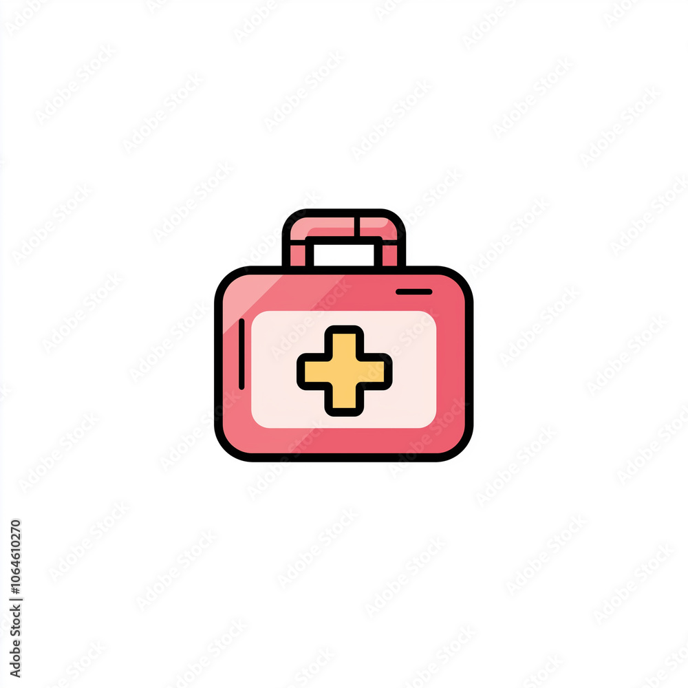 Minimalist First Aid Kit Icon on White Background Minimalist First Aid Kit Icon on White Background