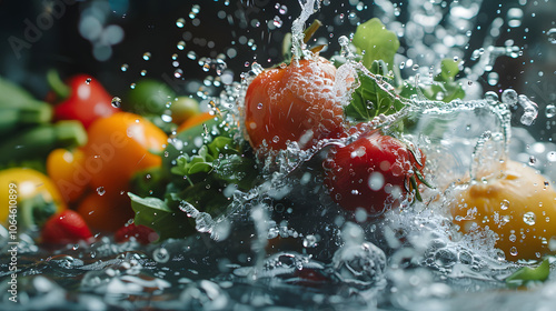 Fresh Produce Exploding in Water With Smoke and Bubbles photo