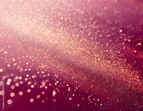 Abstract background with golden bokeh lights floating on deep burgundy gradient