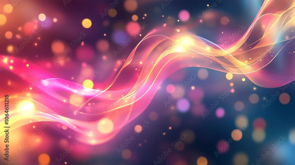 Fototapeta premium Abstract Colorful Light Waves and Bokeh Background