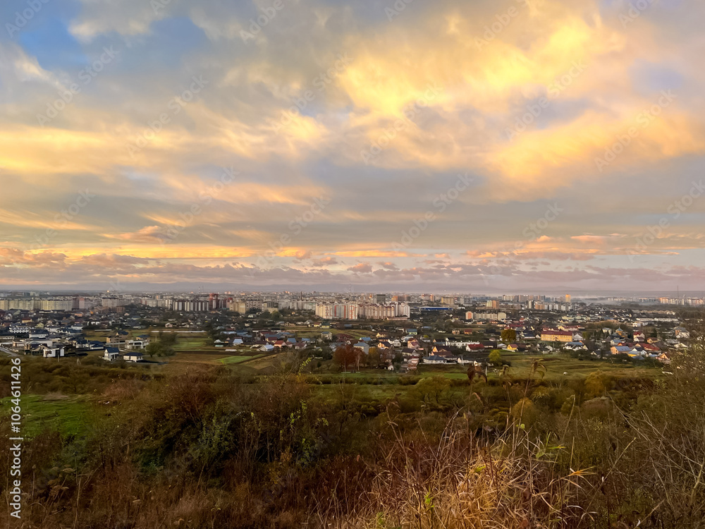 View of the city Ivano Frankivsk from the hills near city View of the city Ivano Frankivsk from the hills near city