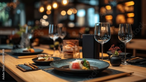 Wallpaper Mural Traditional Japanese kaiseki dining setup with beautifully plated small dishes, ready for a fine dining experience Torontodigital.ca