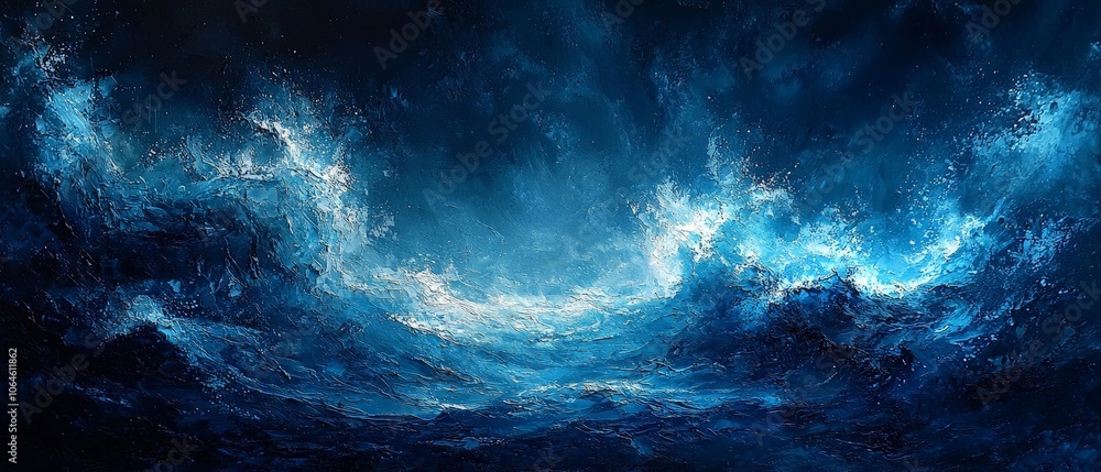 A dramatic ocean scene with vibrant blue waves and splashes, evoking a sense of power and beauty. A dramatic ocean scene with vibrant blue waves and splashes, evoking a sense of power and beauty.