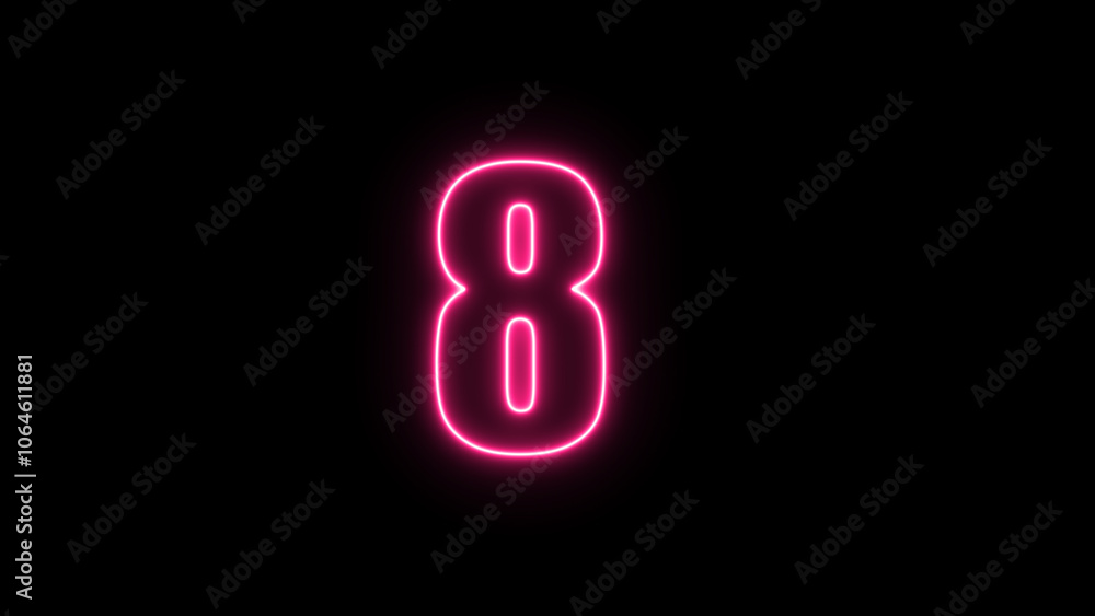 Neon number with alpha channel, the best digital symbol, 3d render, Education concept.Glowing Alphabet Letter of neon number Neon number with alpha channel, the best digital symbol, 3d render, Education concept.Glowing Alphabet Letter of neon number