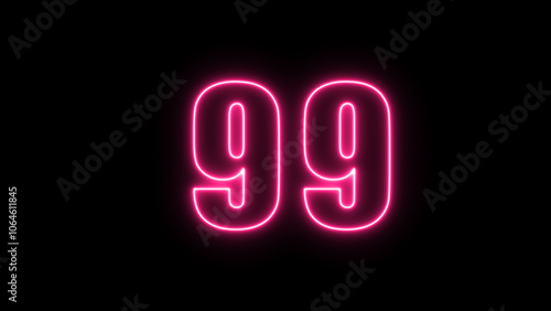 Neon number with alpha channel, the best digital symbol, 3d render, Education concept.Glowing Alphabet Letter of neon number