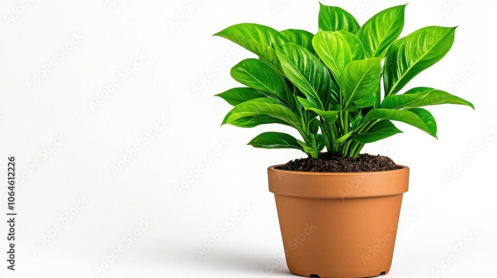 Fototapeta premium A photostock of potted plants on a white background, fresh and vibrant.