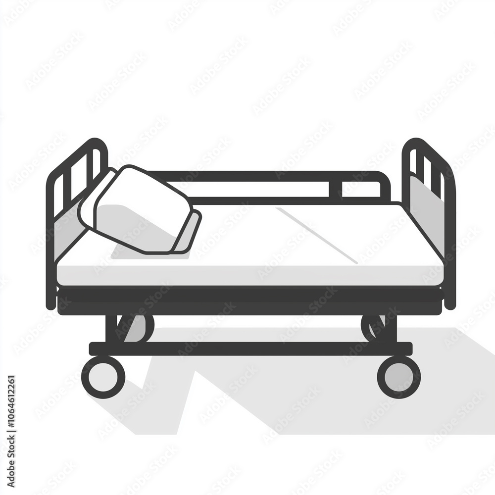 Minimalist Hospital Bed Icon on White Background Minimalist Hospital Bed Icon on White Background