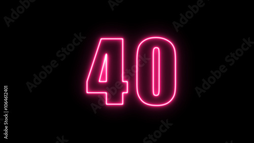 Neon number with alpha channel, the best digital symbol, 3d render, Education concept.Glowing Alphabet Letter of neon number