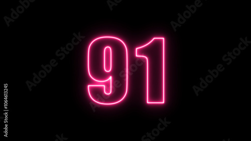 Neon number with alpha channel, the best digital symbol, 3d render, Education concept.Glowing Alphabet Letter of neon number