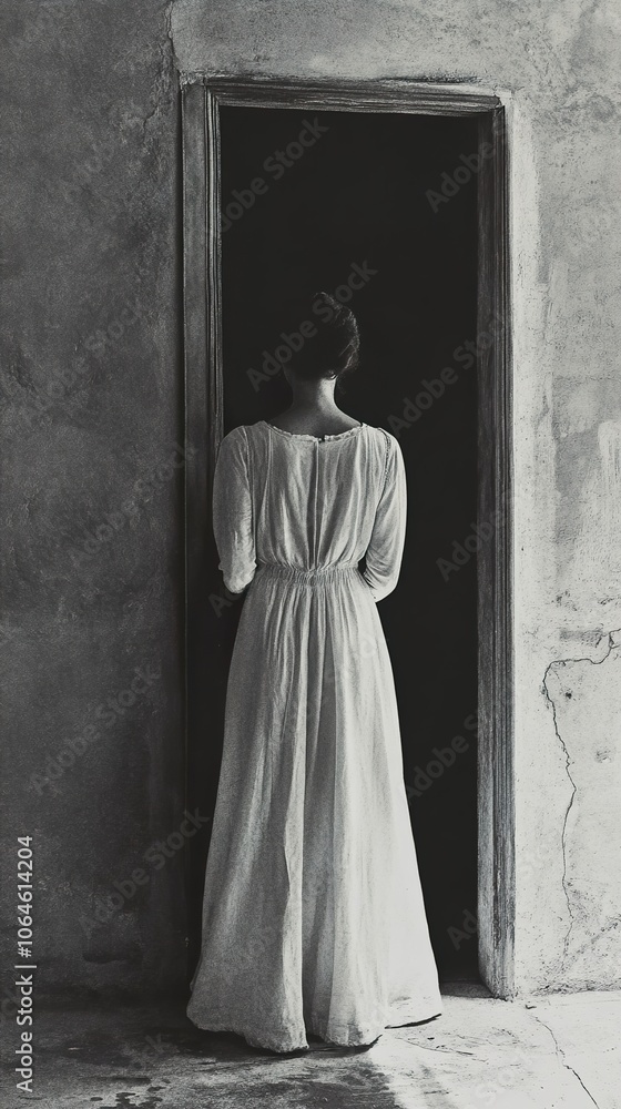 Woman Standing in a Doorway - Black and White Photography Woman Standing in a Doorway - Black and White Photography