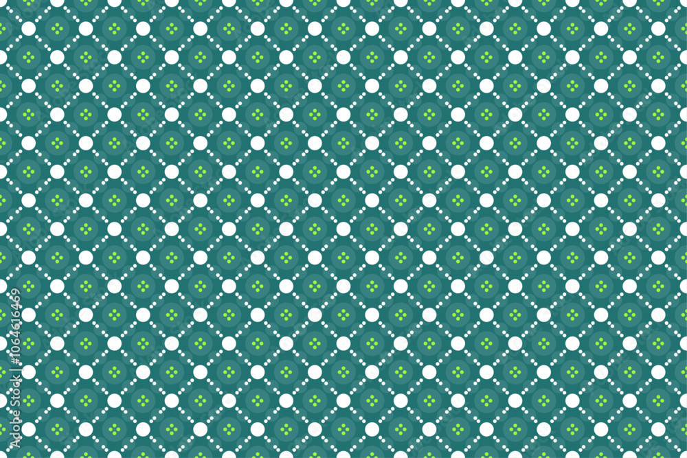 Fototapeta premium Green Polka Dot Seamless Pattern