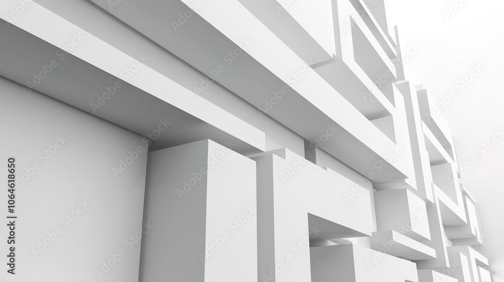 Naklejka premium Grey White Line Building Structure 3D Background - a modern and architectural visual. The grey and white lines create a striking and structured atmosphere.