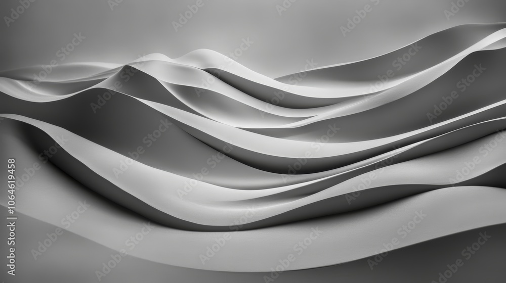 Obraz premium Dynamic black and white abstract background with flowing wavy lines, a modern artistic design