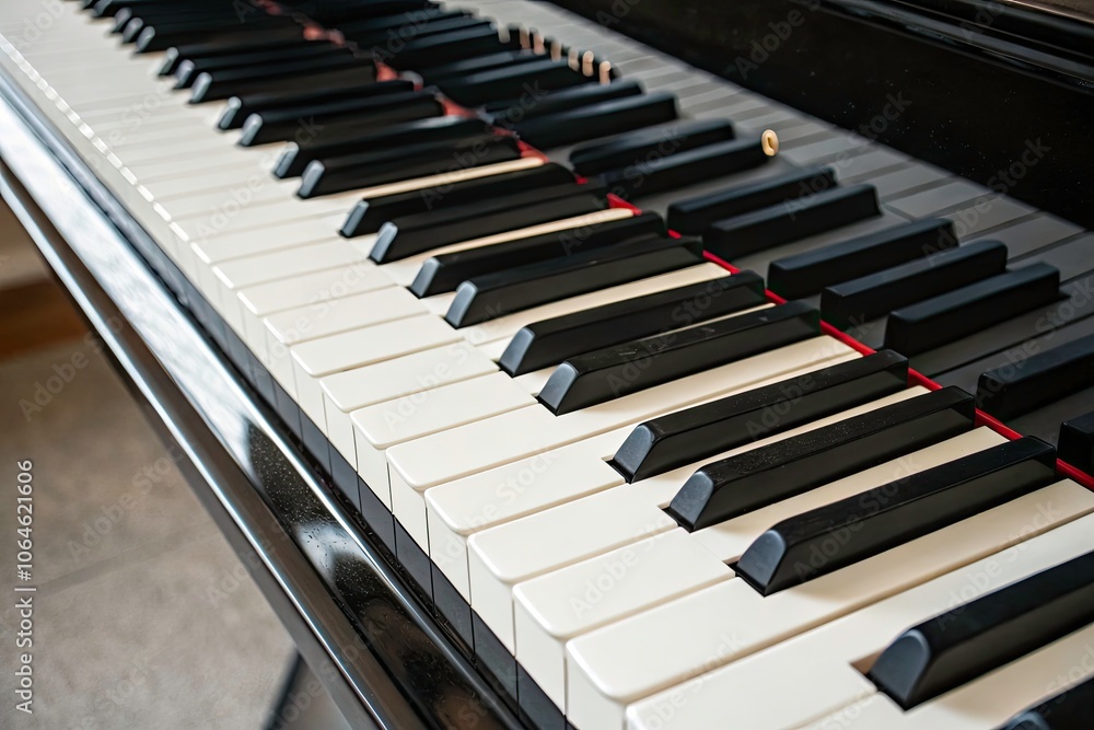 Elegant Contrast of Grand Piano Keys Against Light Background - Musical Simplicity and Class Elegant Contrast of Grand Piano Keys Against Light Background - Musical Simplicity and Class