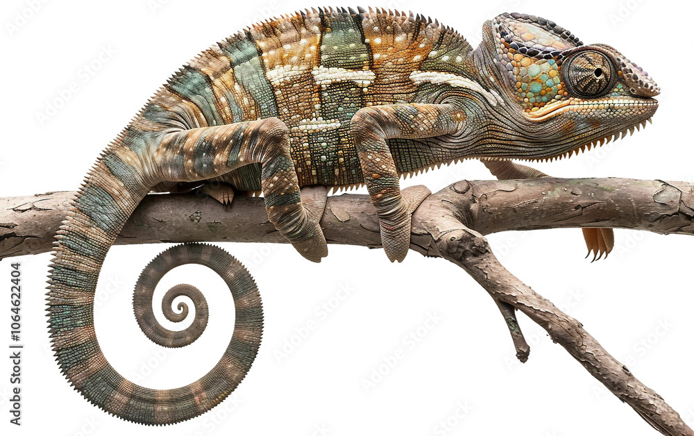 Fototapeta premium Exploring the Chameleon: A Unique Wildlife Species isolated on transparent Background