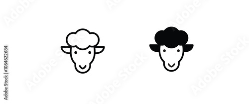 Sheep icon. Animal head. Farm icon button, vector, sign, symbol, logo, illustration, editable stroke, flat design style isolated on white