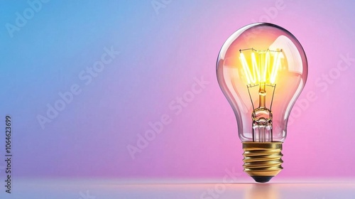 A photostock of a lightbulb on a white background, isolated and glowing.