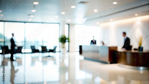 A soft blur of a corporate reception area with a calm, inviting feel.