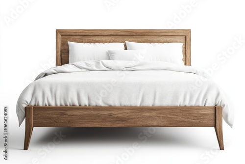 Bed with white linen sheets and pillows.