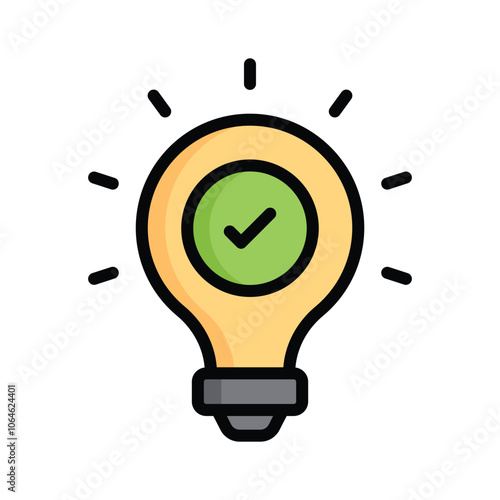 Lightbulb with a check mark, indicating an approved idea