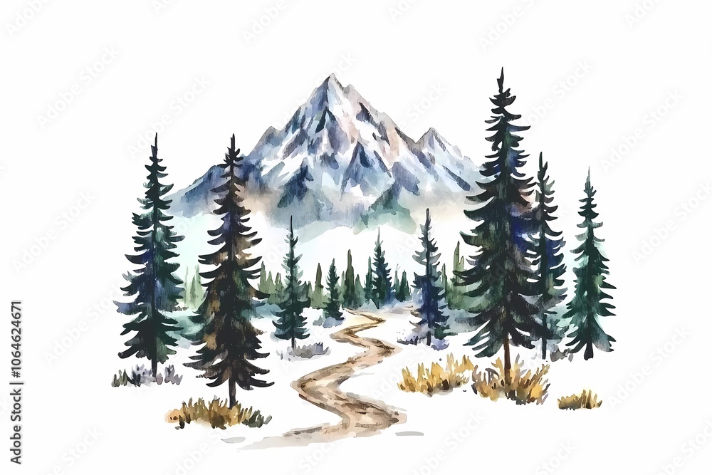 Fototapeta premium Winding Trail through Majestic Mountain Landscape