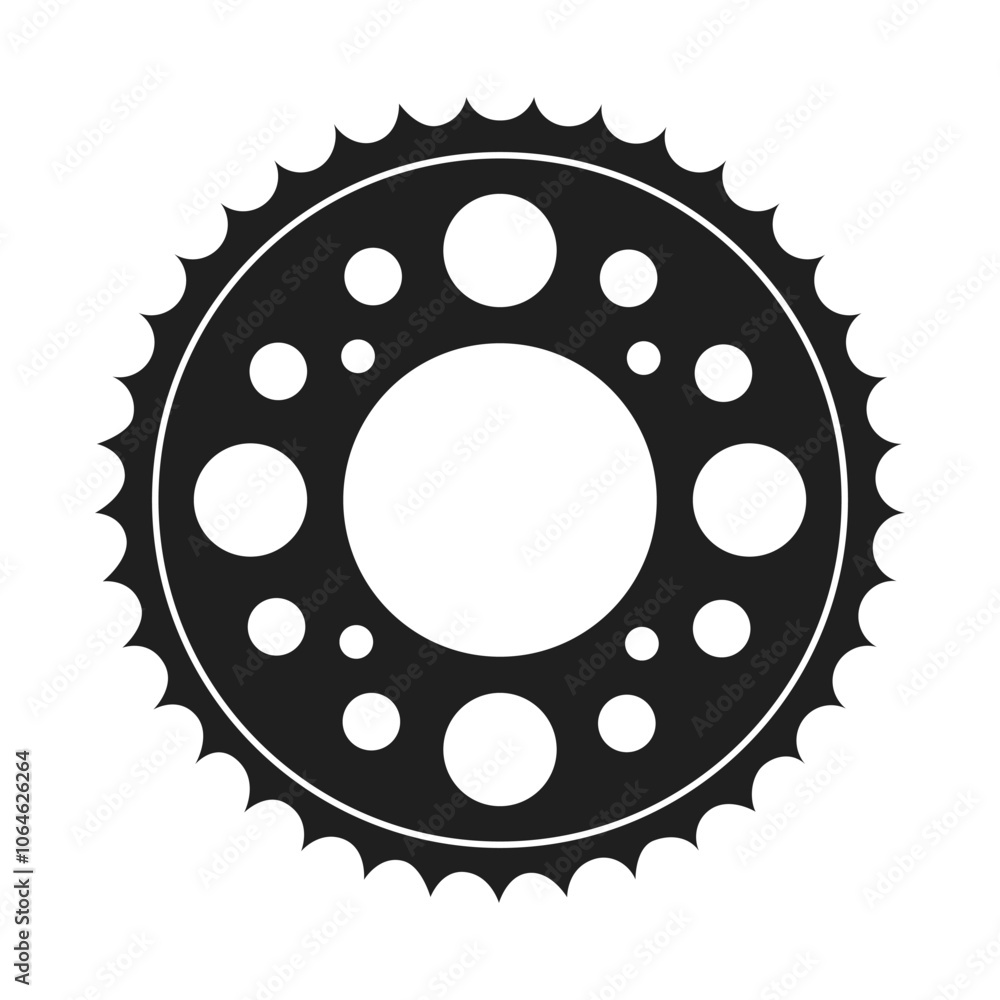 Vector illustration of a motorcycle gear, silhouette design, isolated on a white background. Flat icon Vector illustration of a motorcycle gear, silhouette design, isolated on a white background. Flat icon