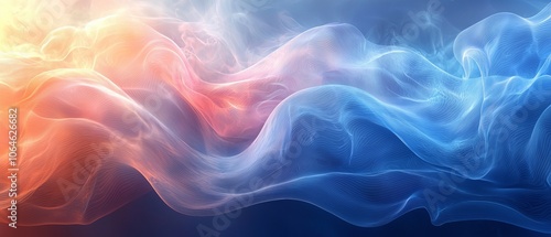 A flowing blend of colorful smoke creating a serene, abstract atmosphere.