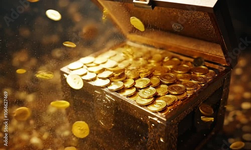 Wallpaper Mural Open treasure chest overflowing with gold coins Torontodigital.ca