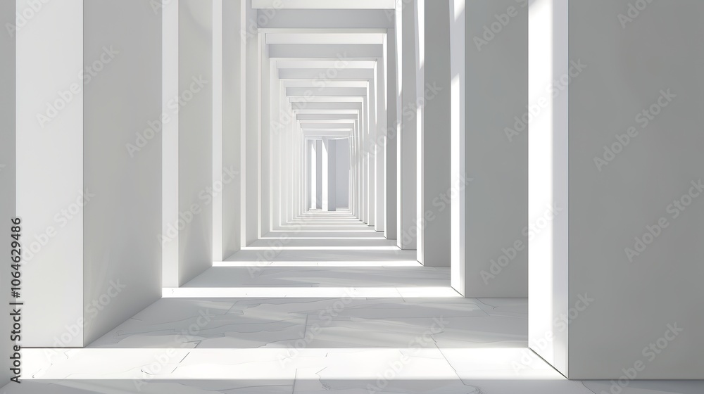 Fototapeta premium Grey White Line Building Structure 3D Background - a modern and architectural visual. The grey and white lines create a striking and structured atmosphere.