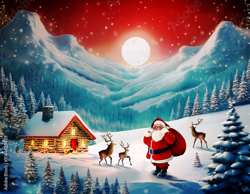 Classic Santa Claus Charm- This charming card shows Santa Claus
