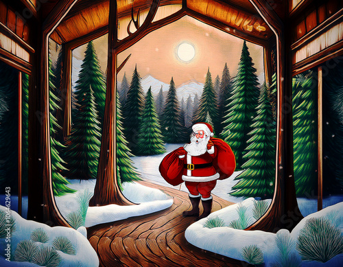 Classic Santa Claus Charm- This charming card shows Santa Claus