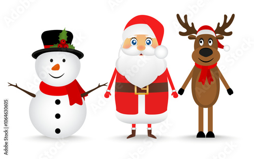 Wallpaper Mural Santa Claus, reindeer and snowman for christmas  Torontodigital.ca