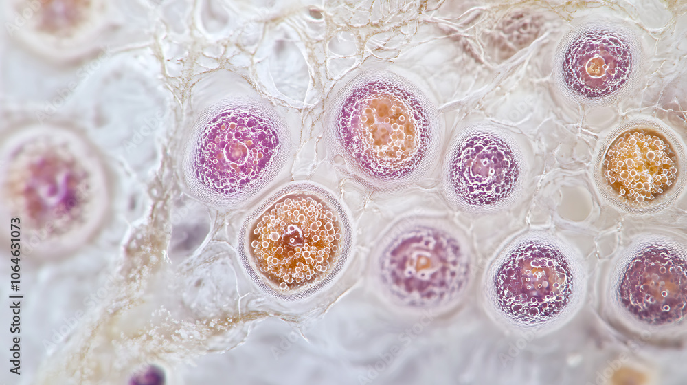 Close-up View of Yeast Cells Budding Under Microscope Close-up View of Yeast Cells Budding Under Microscope